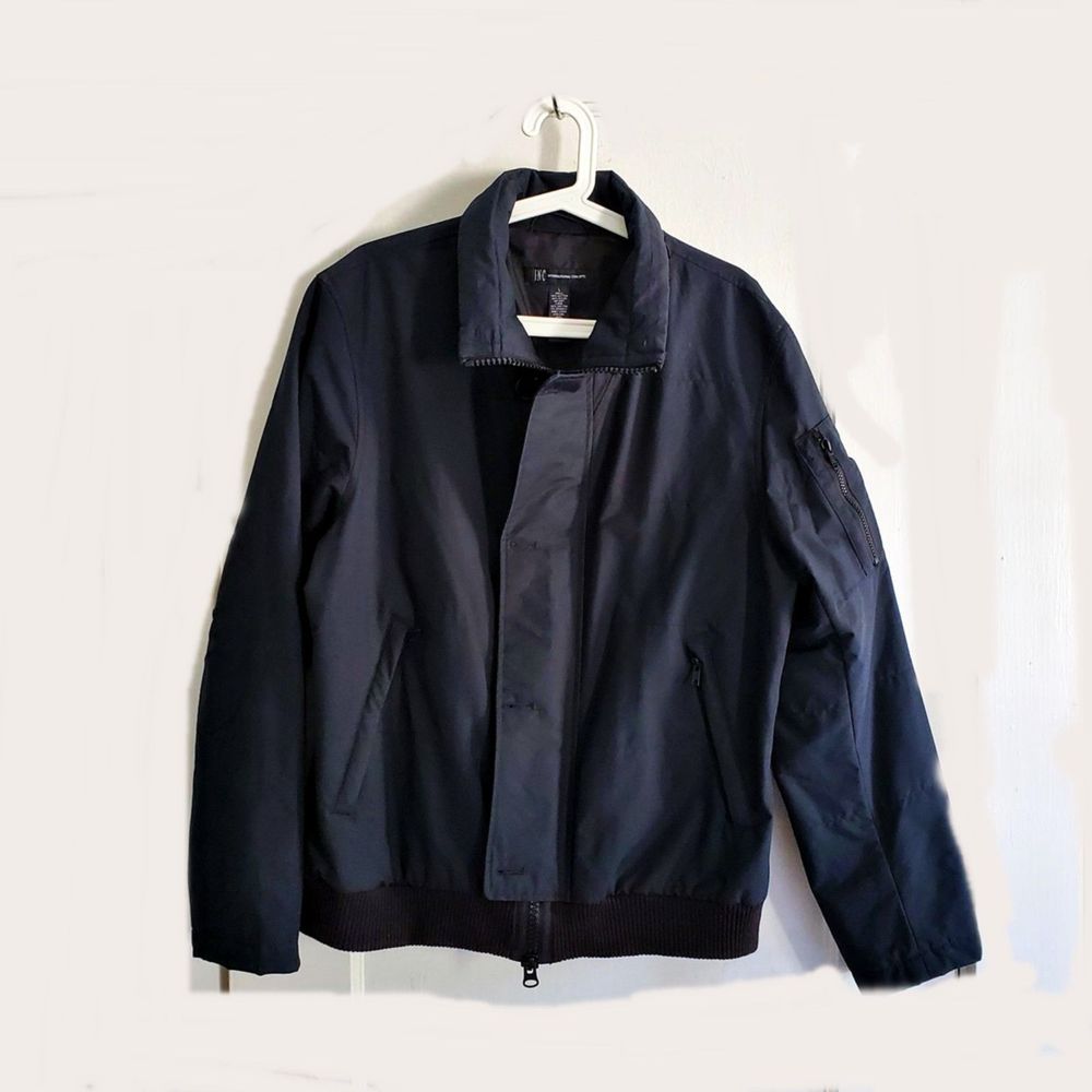 Men's INC Black Bomber Jacket Sz L EUC